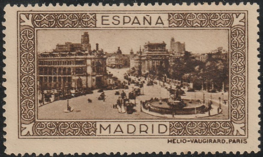 Espana Spain poster stamps vinetas railway H�lio-Vaugirard Madrid tramway tramvia
